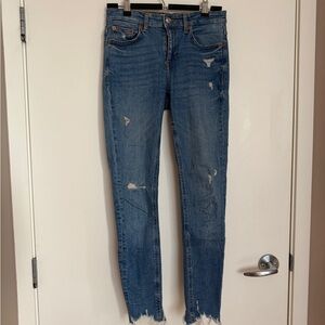 Zara Blue Distressed Women Skinny Jeans